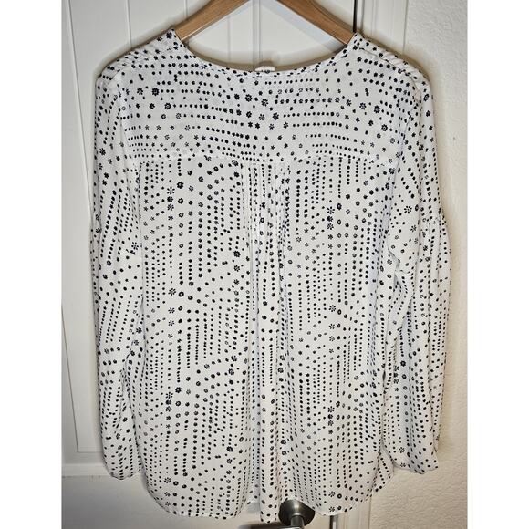 Gap LS Pintuck Top Blue Floral Print - Picture 2 of 9